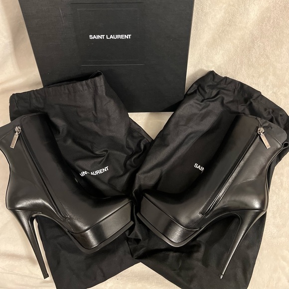Saint Laurent Black Tribute Ankle Booties, Size 6 US, 36 EU - Picture 9 of 11
